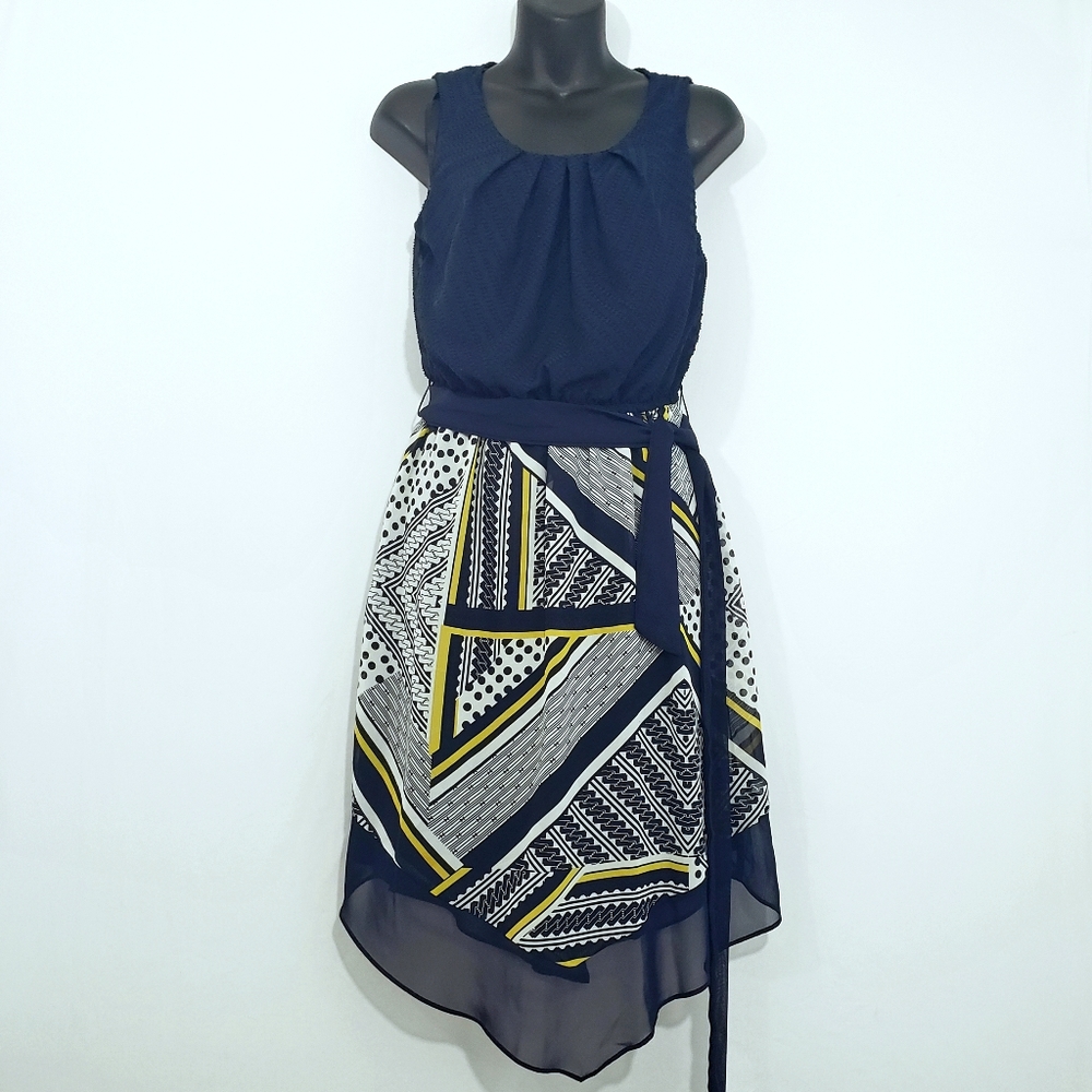 AB Studio Hanky Hem Sleeveless Summer Dress Medium - Picture 1 of 5